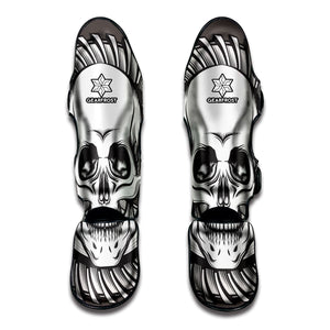 Cross Piston Mechanic Skull Print Muay Thai Shin Guard