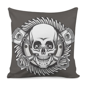 Cross Piston Mechanic Skull Print Pillow Cover