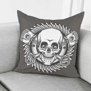 Cross Piston Mechanic Skull Print Pillow Cover