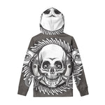 Cross Piston Mechanic Skull Print Pullover Hoodie