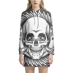 Cross Piston Mechanic Skull Print Pullover Hoodie Dress