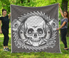 Cross Piston Mechanic Skull Print Quilt