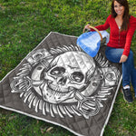 Cross Piston Mechanic Skull Print Quilt