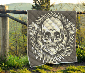 Cross Piston Mechanic Skull Print Quilt