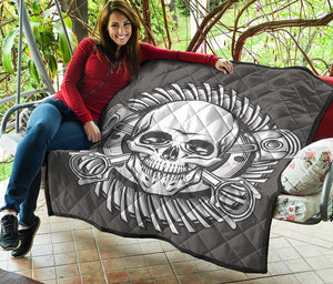 Cross Piston Mechanic Skull Print Quilt