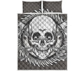 Cross Piston Mechanic Skull Print Quilt Bed Set