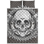 Cross Piston Mechanic Skull Print Quilt Bed Set