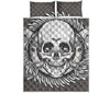 Cross Piston Mechanic Skull Print Quilt Bed Set