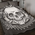 Cross Piston Mechanic Skull Print Quilt Bed Set