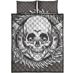 Cross Piston Mechanic Skull Print Quilt Bed Set