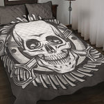 Cross Piston Mechanic Skull Print Quilt Bed Set