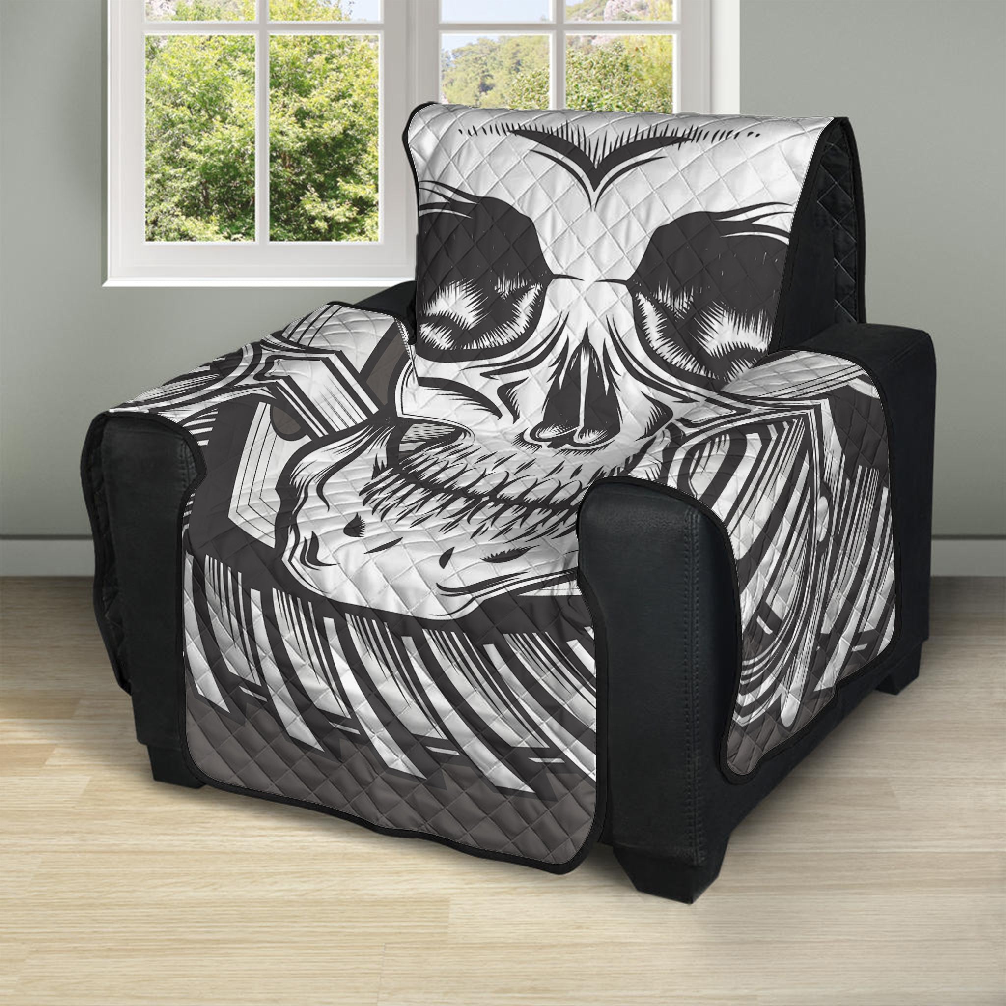 Cross Piston Mechanic Skull Print Recliner Protector