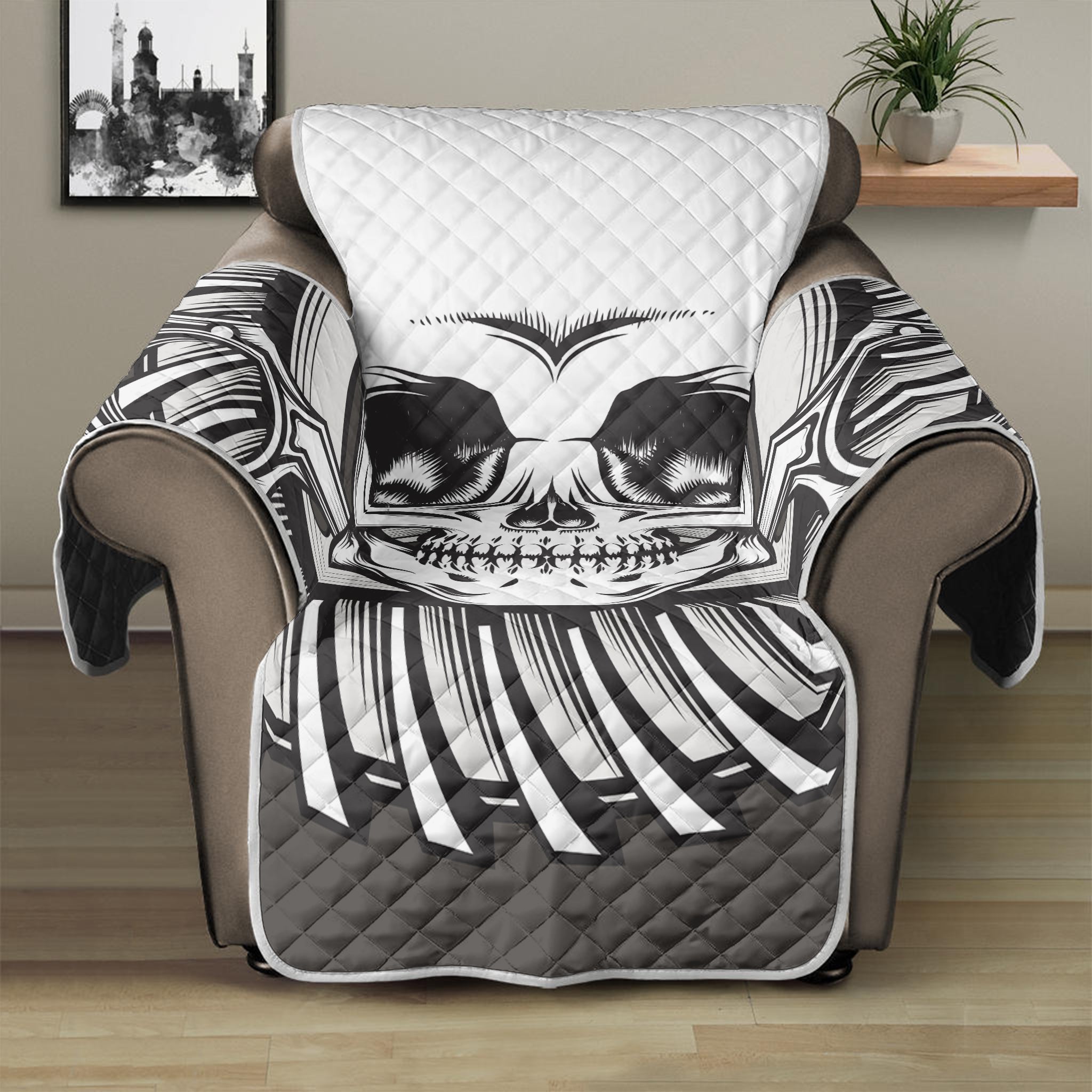 Cross Piston Mechanic Skull Print Recliner Protector