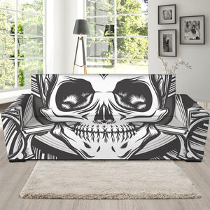 Cross Piston Mechanic Skull Print Sofa Slipcover