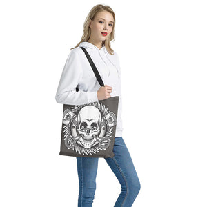 Cross Piston Mechanic Skull Print Tote Bag