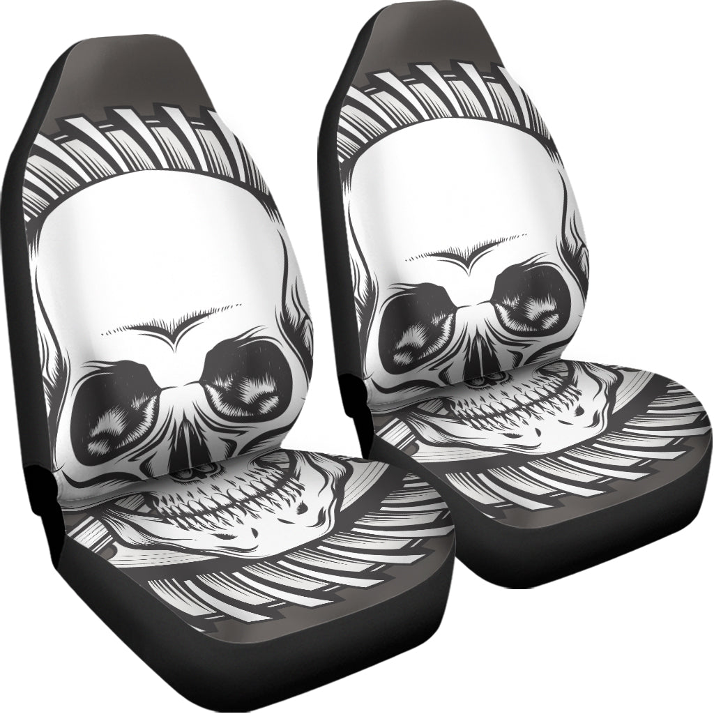 Cross Piston Mechanic Skull Print Universal Fit Car Seat Covers