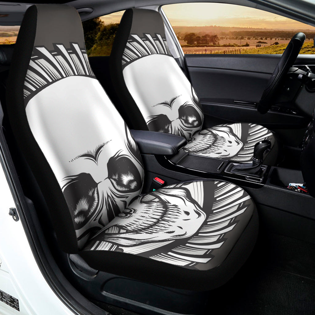 Cross Piston Mechanic Skull Print Universal Fit Car Seat Covers