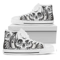Cross Piston Mechanic Skull Print White High Top Sneakers