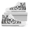 Cross Piston Mechanic Skull Print White High Top Shoes