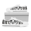 Cross Piston Mechanic Skull Print White Low Top Shoes