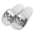 Cross Piston Mechanic Skull Print White Slide Sandals