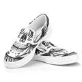 Cross Piston Mechanic Skull Print White Slip On Sneakers