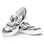 Cross Piston Mechanic Skull Print White Slip On Shoes