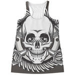 Cross Piston Mechanic Skull Print Women's Racerback Tank Top