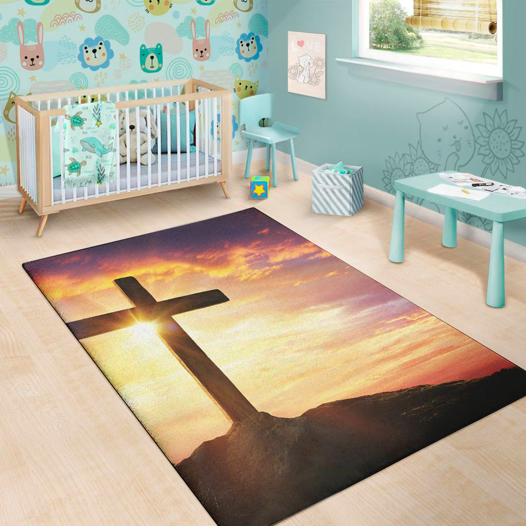 Crucifixion Of Jesus Christ Print Area Rug