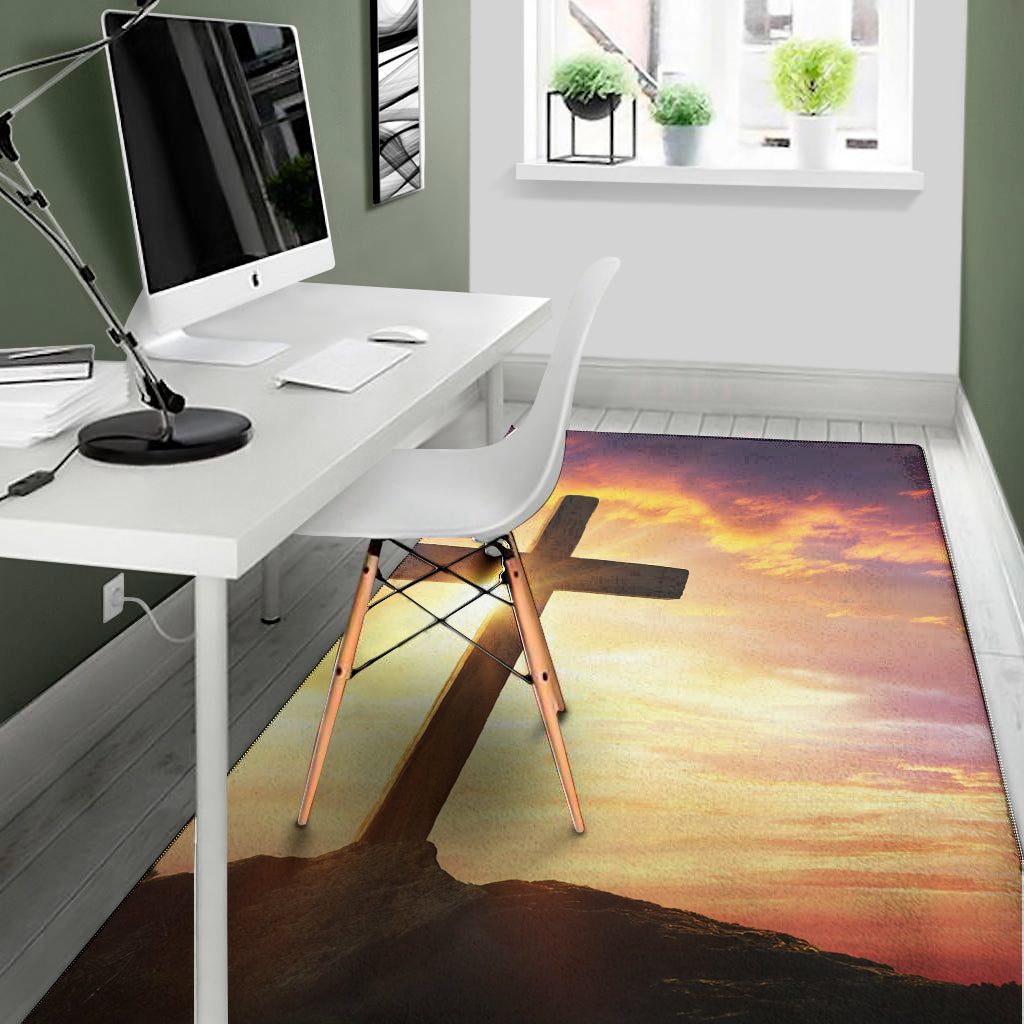 Crucifixion Of Jesus Christ Print Area Rug