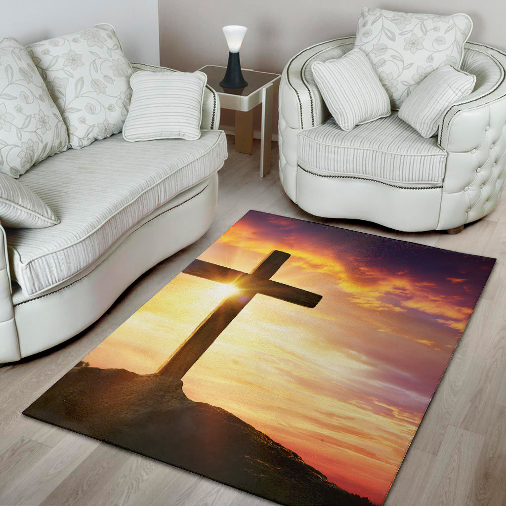 Crucifixion Of Jesus Christ Print Area Rug