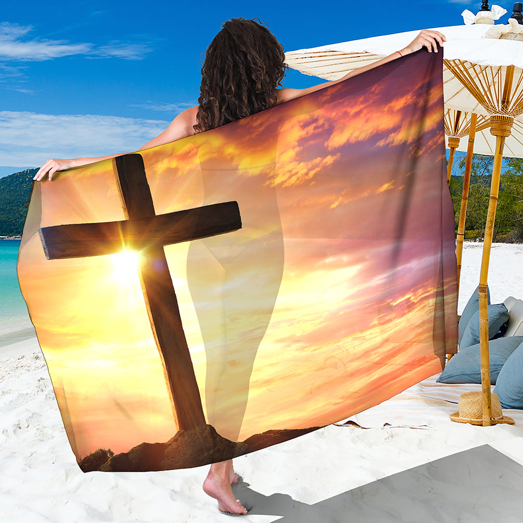 Crucifixion Of Jesus Christ Print Beach Sarong Wrap