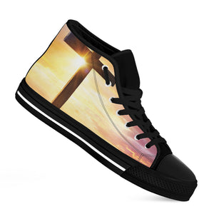 Crucifixion Of Jesus Christ Print Black High Top Shoes