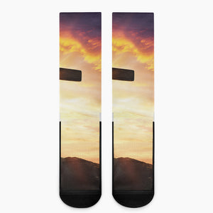 Crucifixion Of Jesus Christ Print Crew Socks