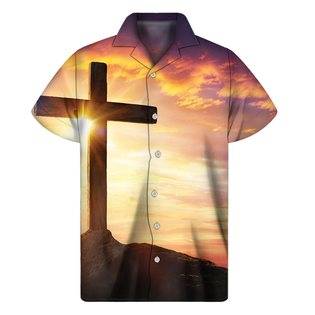 Crucifixion Of Jesus Christ Print Men's Short Sleeve Shirt