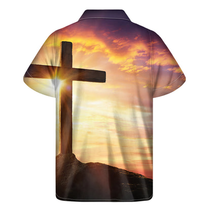 Crucifixion Of Jesus Christ Print Men's Short Sleeve Shirt