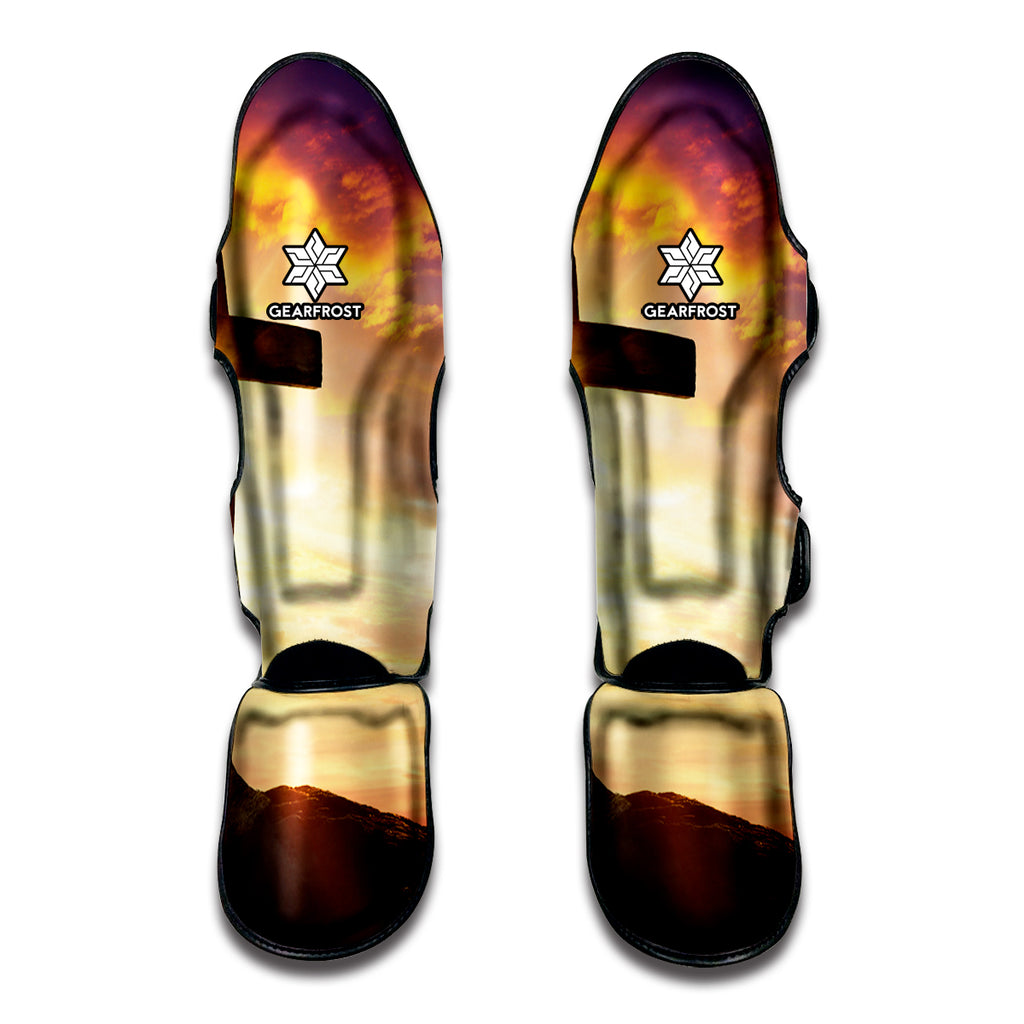 Crucifixion Of Jesus Christ Print Muay Thai Shin Guard