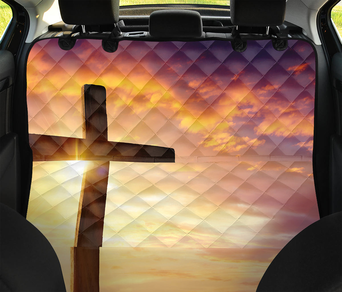 Crucifixion Of Jesus Christ Print Pet Car Back Seat Cover