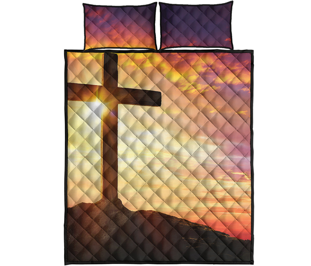 Crucifixion Of Jesus Christ Print Quilt Bed Set