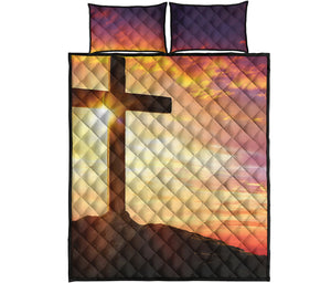 Crucifixion Of Jesus Christ Print Quilt Bed Set