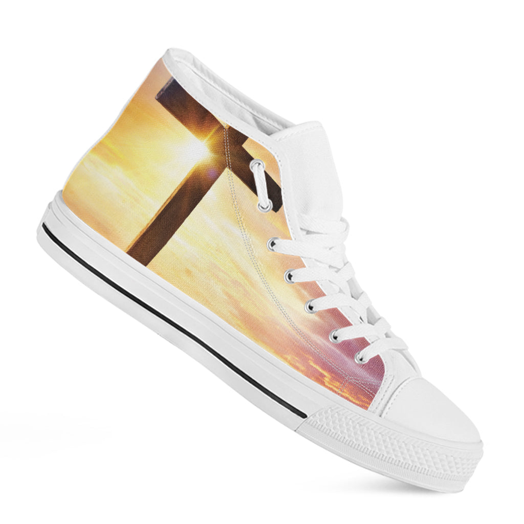 Crucifixion Of Jesus Christ Print White High Top Shoes