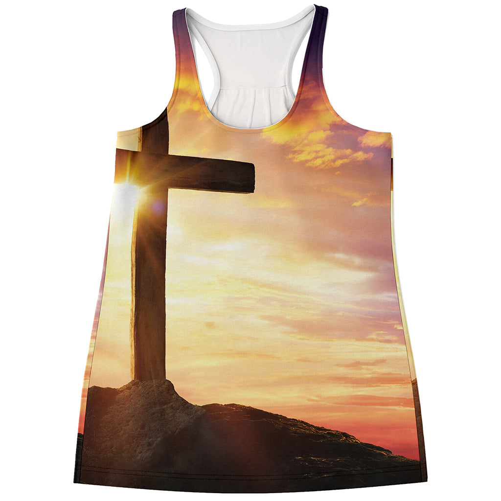 Crucifixion Of Jesus Christ Print Women's Racerback Tank Top