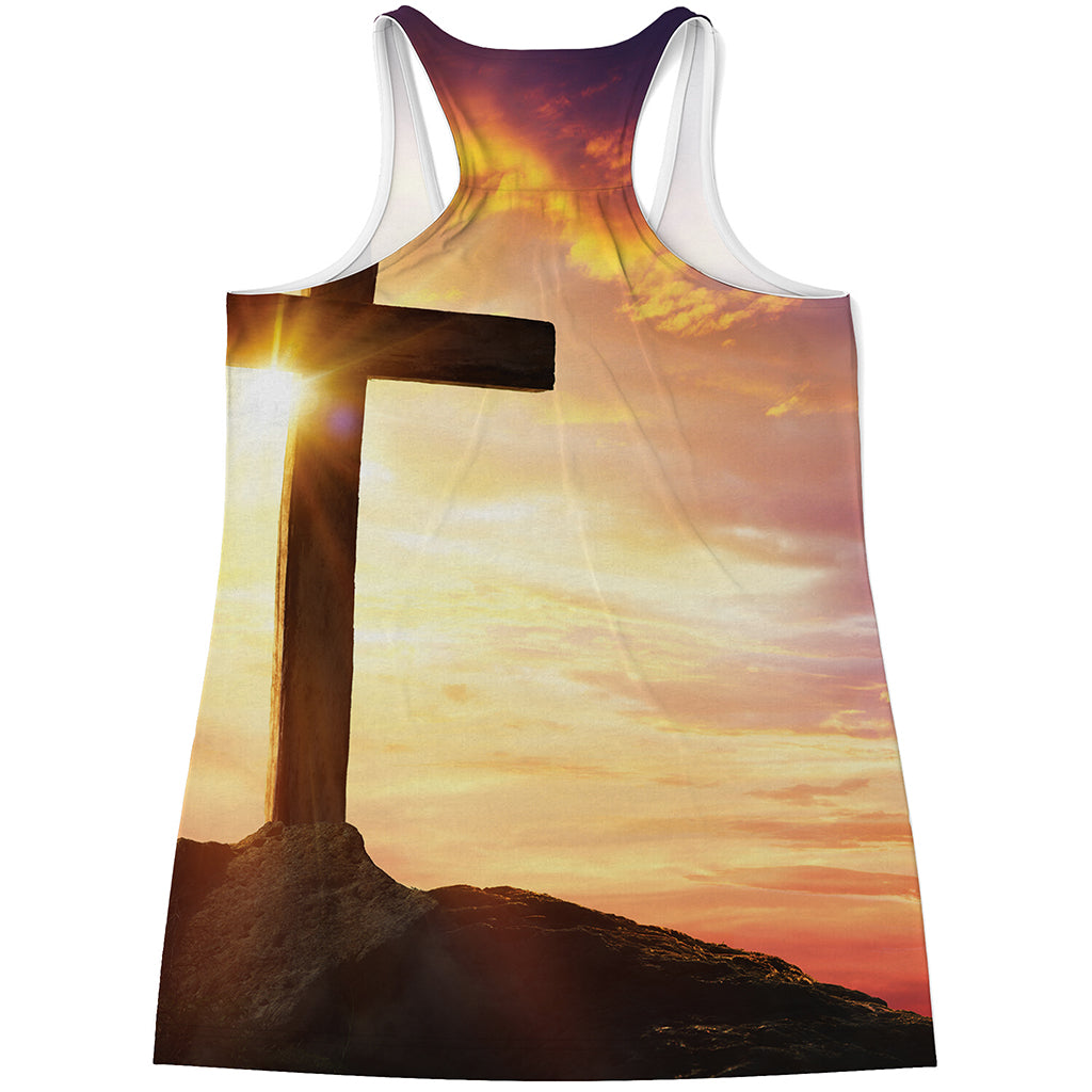 Crucifixion Of Jesus Christ Print Women's Racerback Tank Top