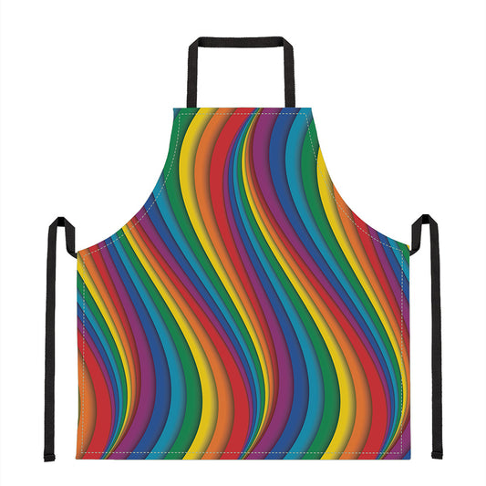 Curved Rainbow Pattern Print Apron