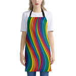 Curved Rainbow Pattern Print Apron
