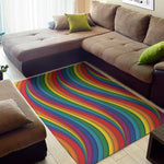 Curved Rainbow Pattern Print Area Rug