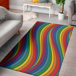 Curved Rainbow Pattern Print Area Rug