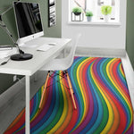 Curved Rainbow Pattern Print Area Rug