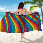 Curved Rainbow Pattern Print Beach Sarong Wrap