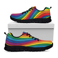 Curved Rainbow Pattern Print Black Running Shoes
